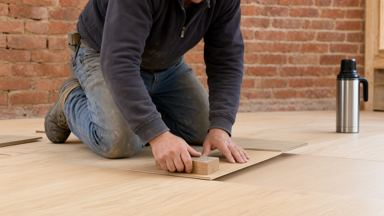 Full Laminate Flooring cabinet by Burns Carpentry for clients