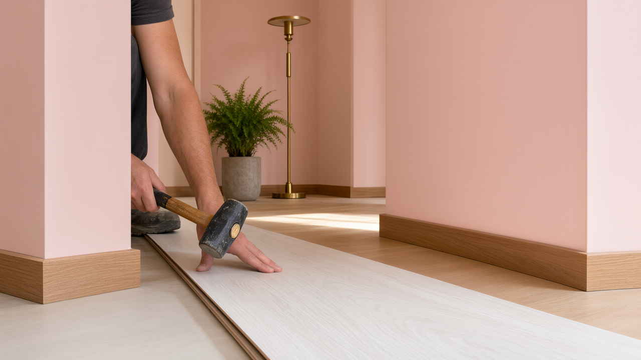 Custom Laminate Flooring finishing by Burns Carpentry for customers